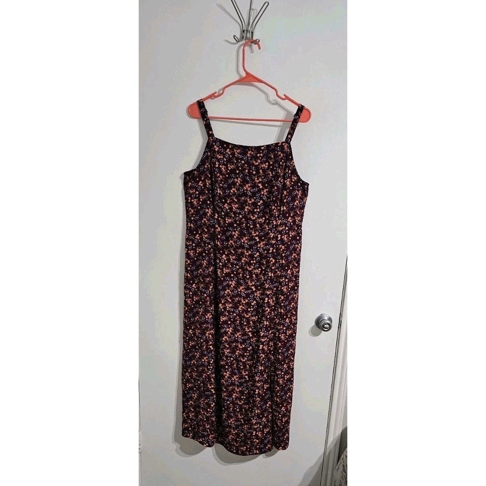 Old Navy Woman Boho Floral Cami Maroon‎ Maxi Dress Extra Large Side Slit Peasant